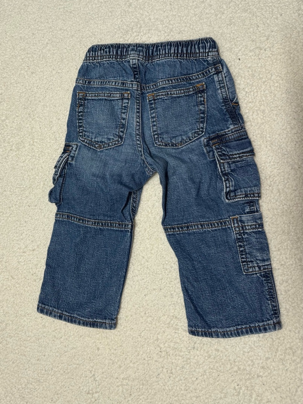 GAP Boys Dark Blue Denim Cargo Jeans - Picture 2 of 3